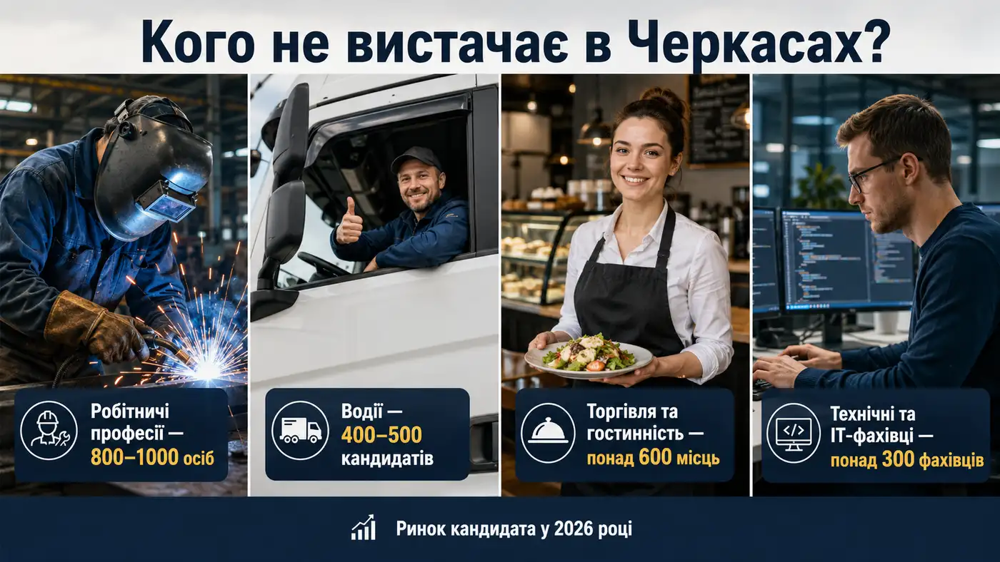 Черкаси потерпають від нестачі персоналу: скільки фахівців не вистачає підприємцям